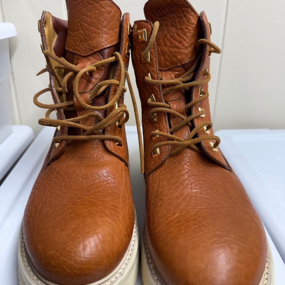 BUSCEMI SITE WOMEN COMBAT BIKER RIDING MILITARY LEATHER BOOTS EU 39 US 9